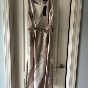 Donna Karan Elegant Beige and Cream Maxi Dress